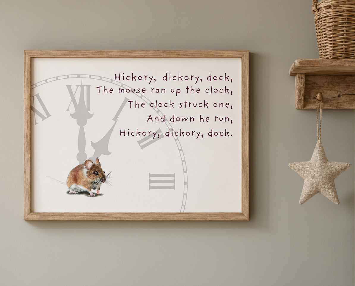 Hickory Hickory Dock Nursery Rhyme Print